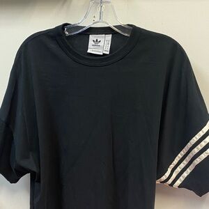 Adidas Men's Black Tee with White Stripes
